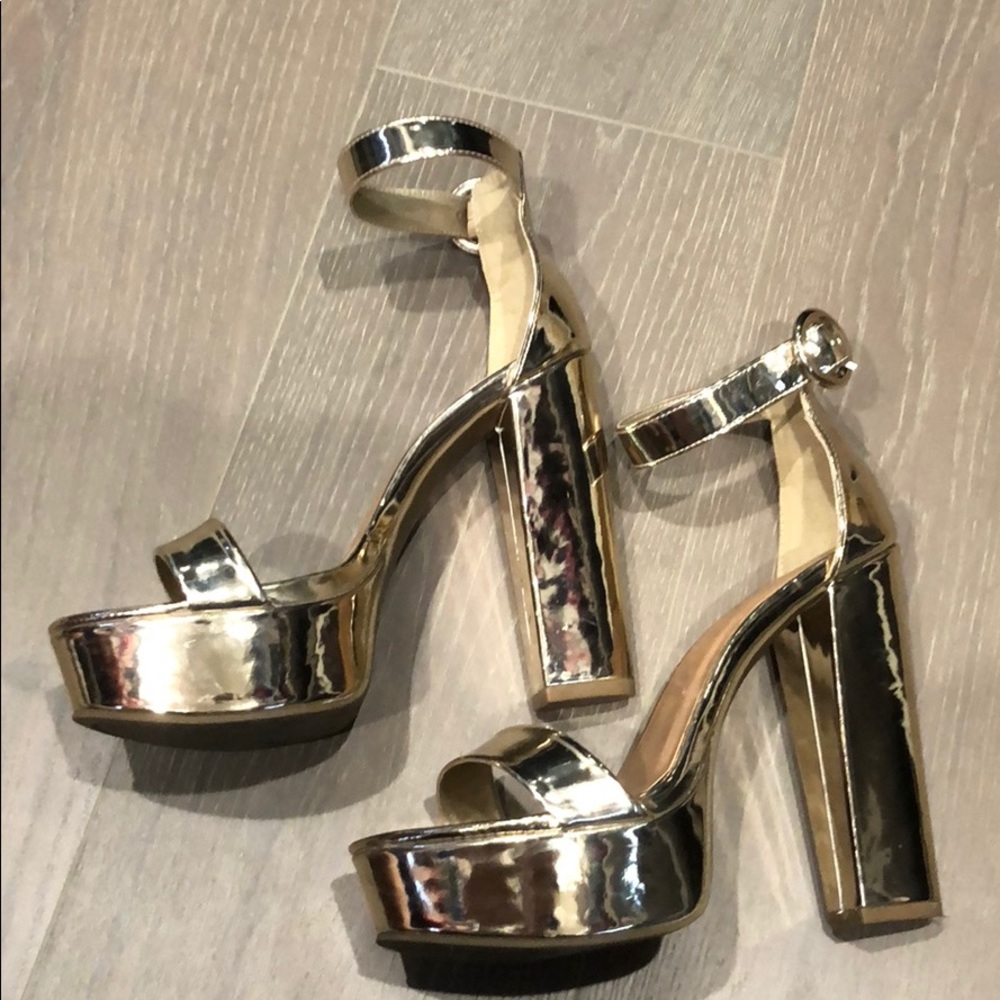 💋Metallic Gold Platform High Heels
